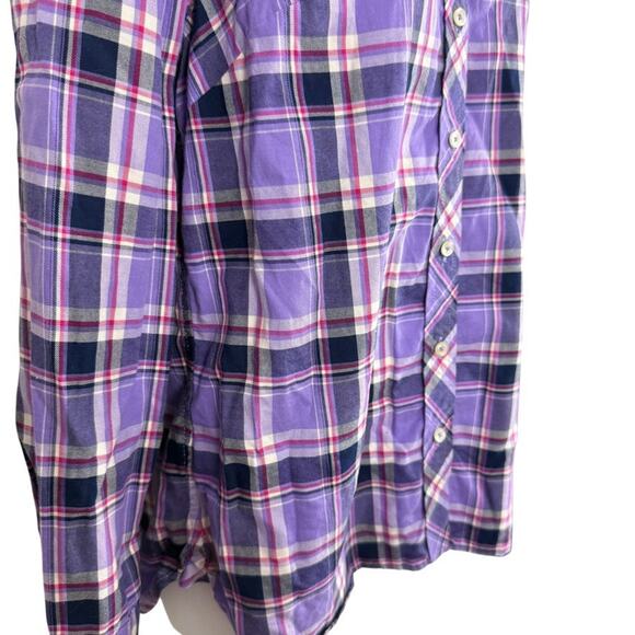 Talbots Petite Womens Purple Plaid Long Sleeve Button Up Shirt Top Blouse sz M P - Picture 3 of 16